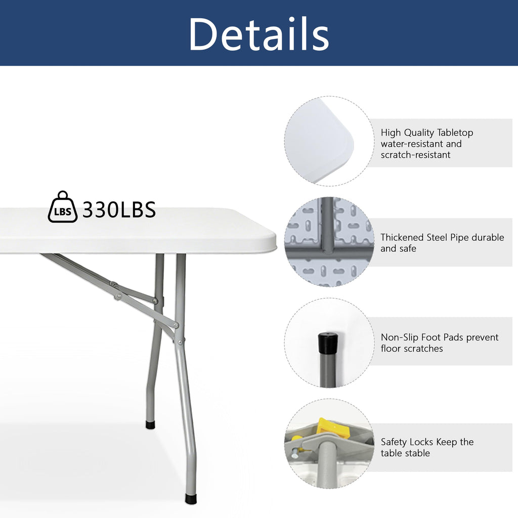 6ft White Folding Table S98292