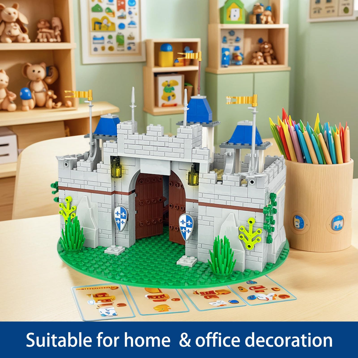 Medieval Knight Castle Building Blocks Set with 12 Knights Figures T845445