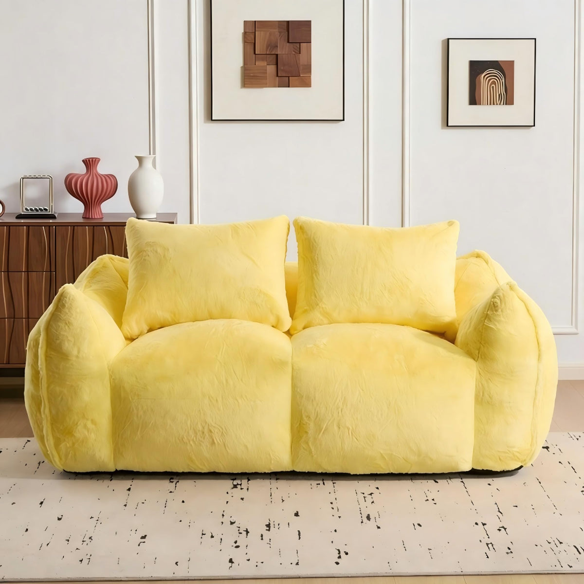 Oversized Faux Fur Memory Foam Bean Bag Chair E701235