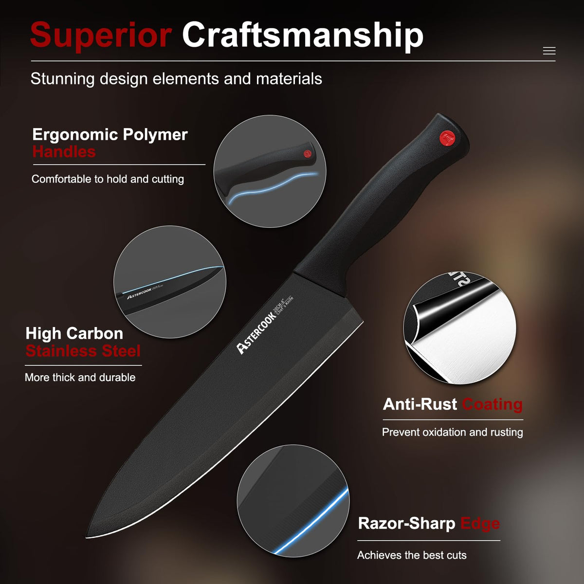 15 Pc German Knife Set with Block and Sharpener F257464