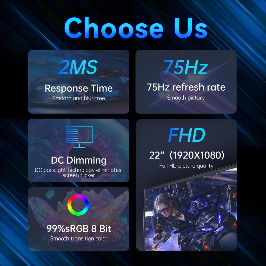 22 Inch FHD 1080p IPS 75Hz Gaming Monitor E900770