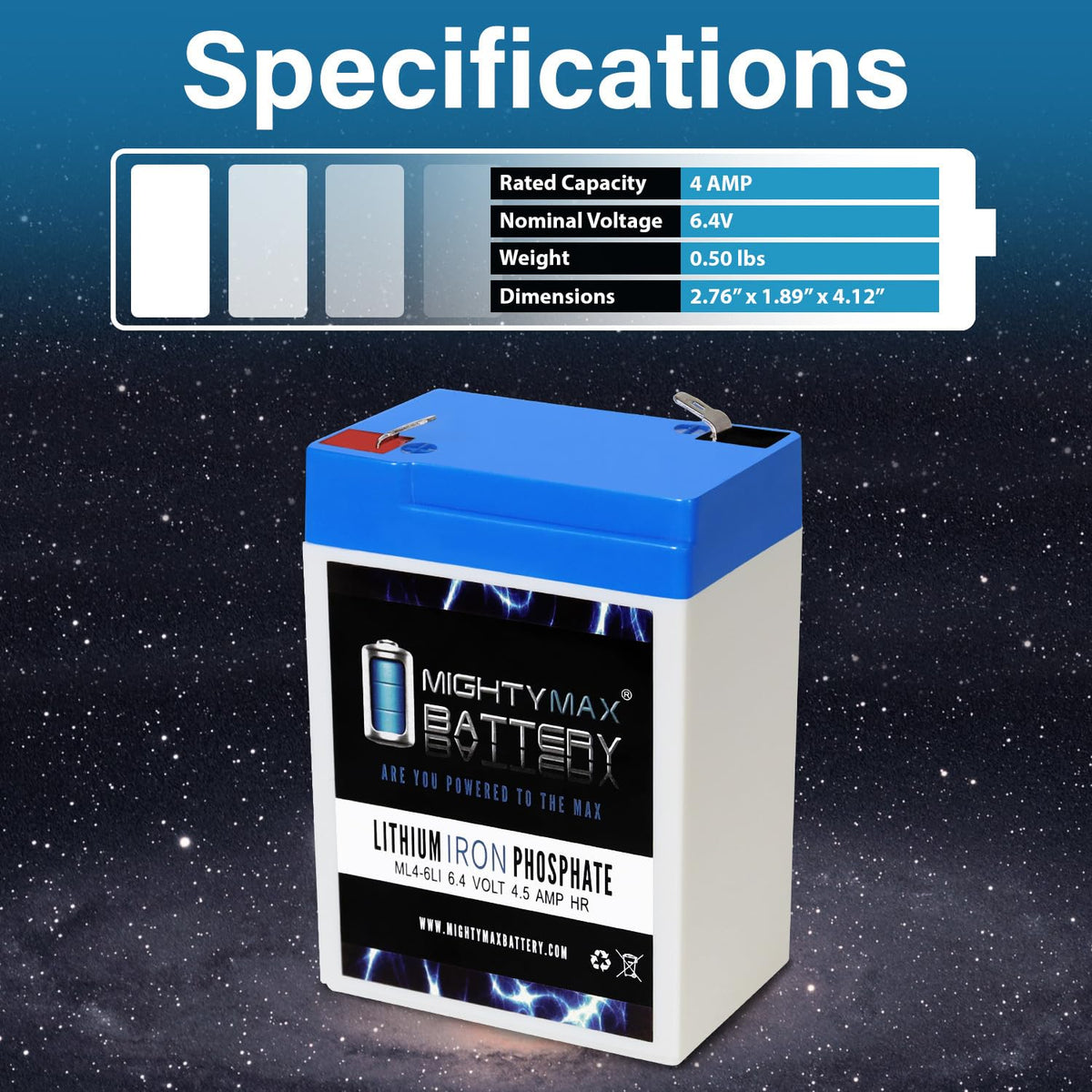 6V 4.5AH Lithium Replacement Battery U56516