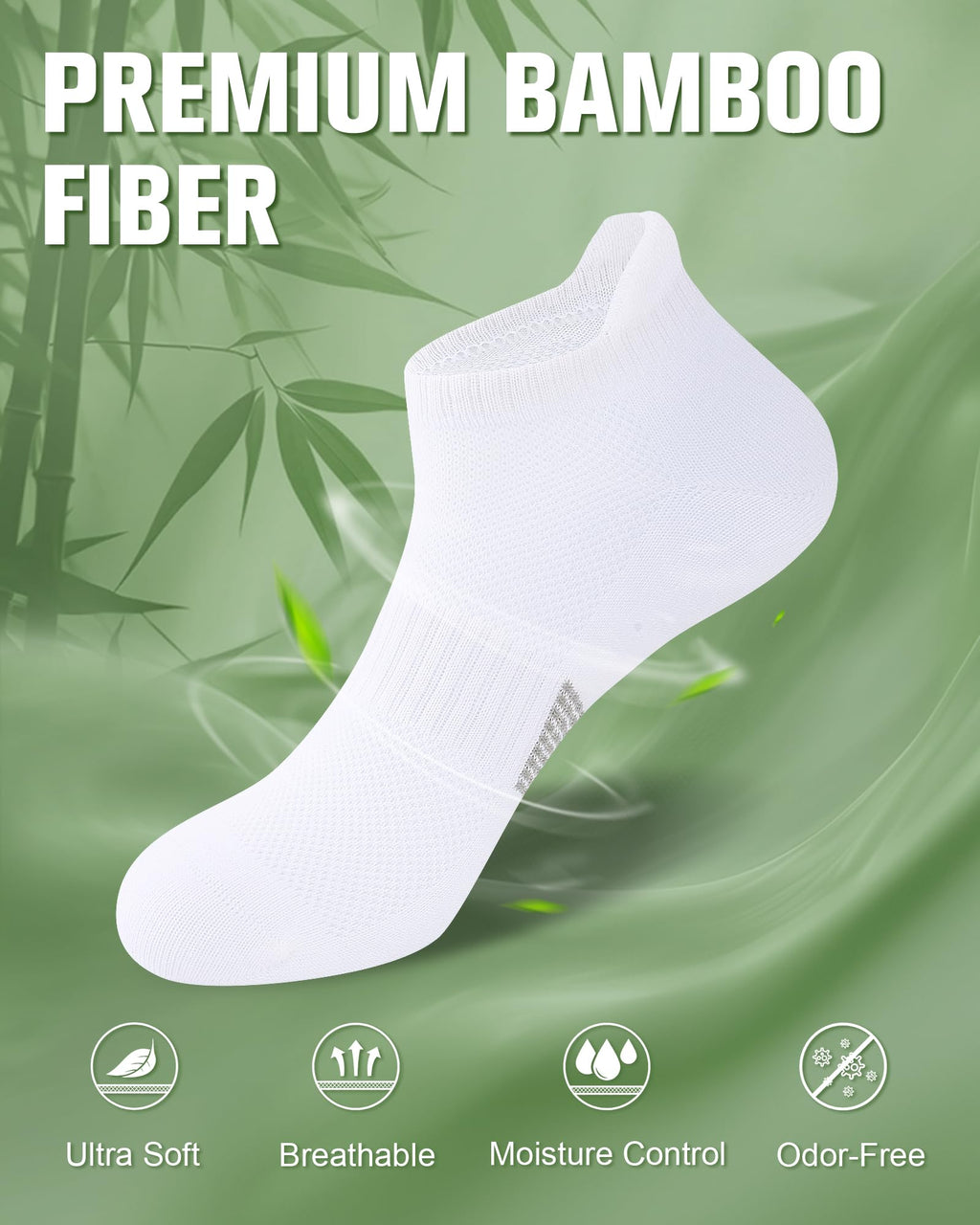 Women's Bamboo Viscose Ankle Socks, 6 Pairs F5154