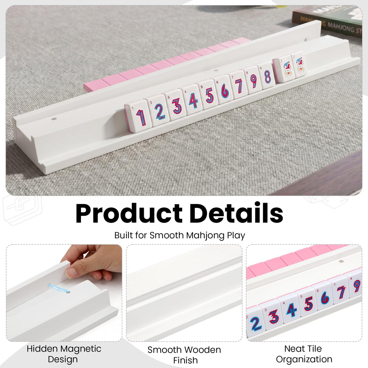 Set of 4 Wooden Mahjong Racks with Pushers P906511