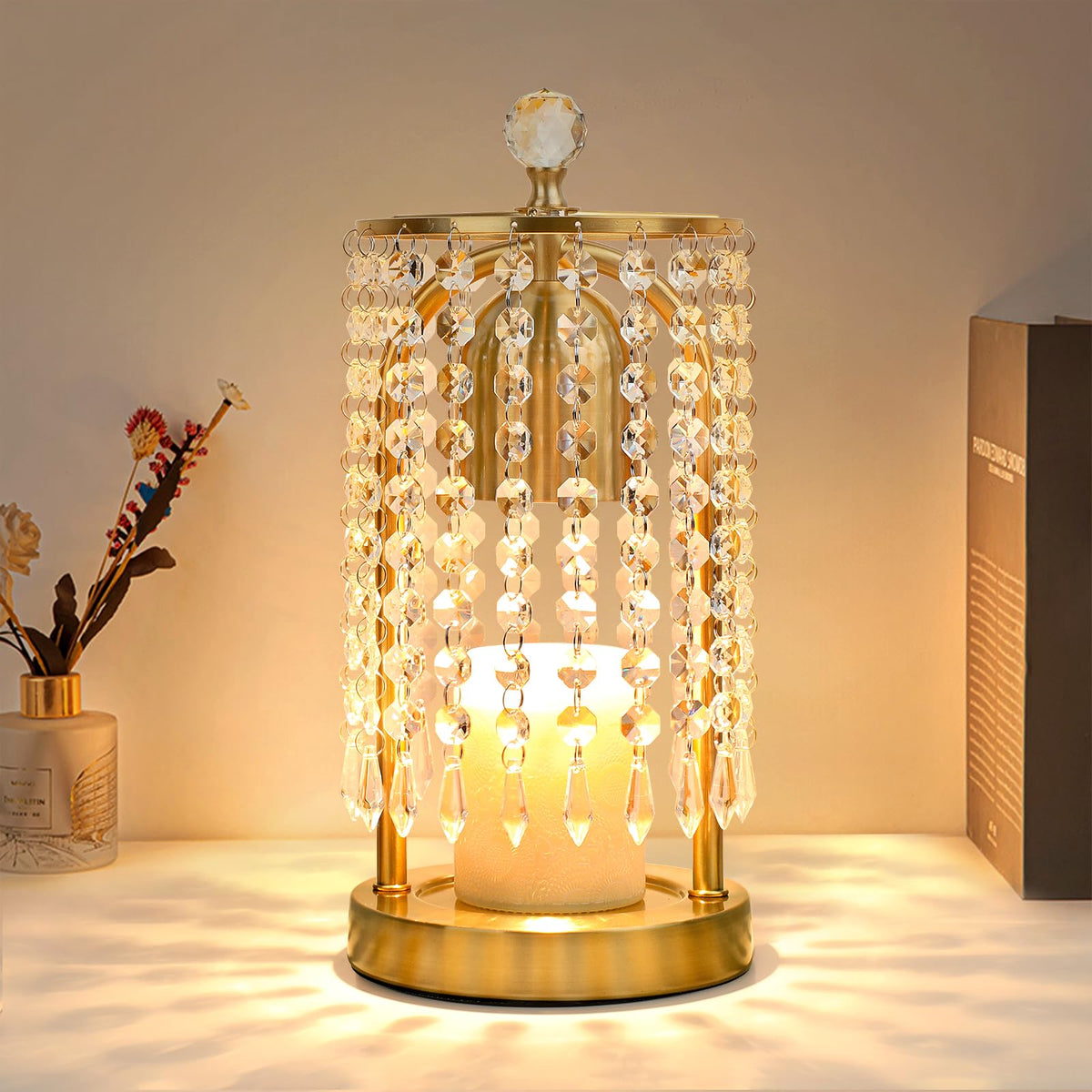 Gold Candle Warmer Lamp with Timer and Dimmer F6886