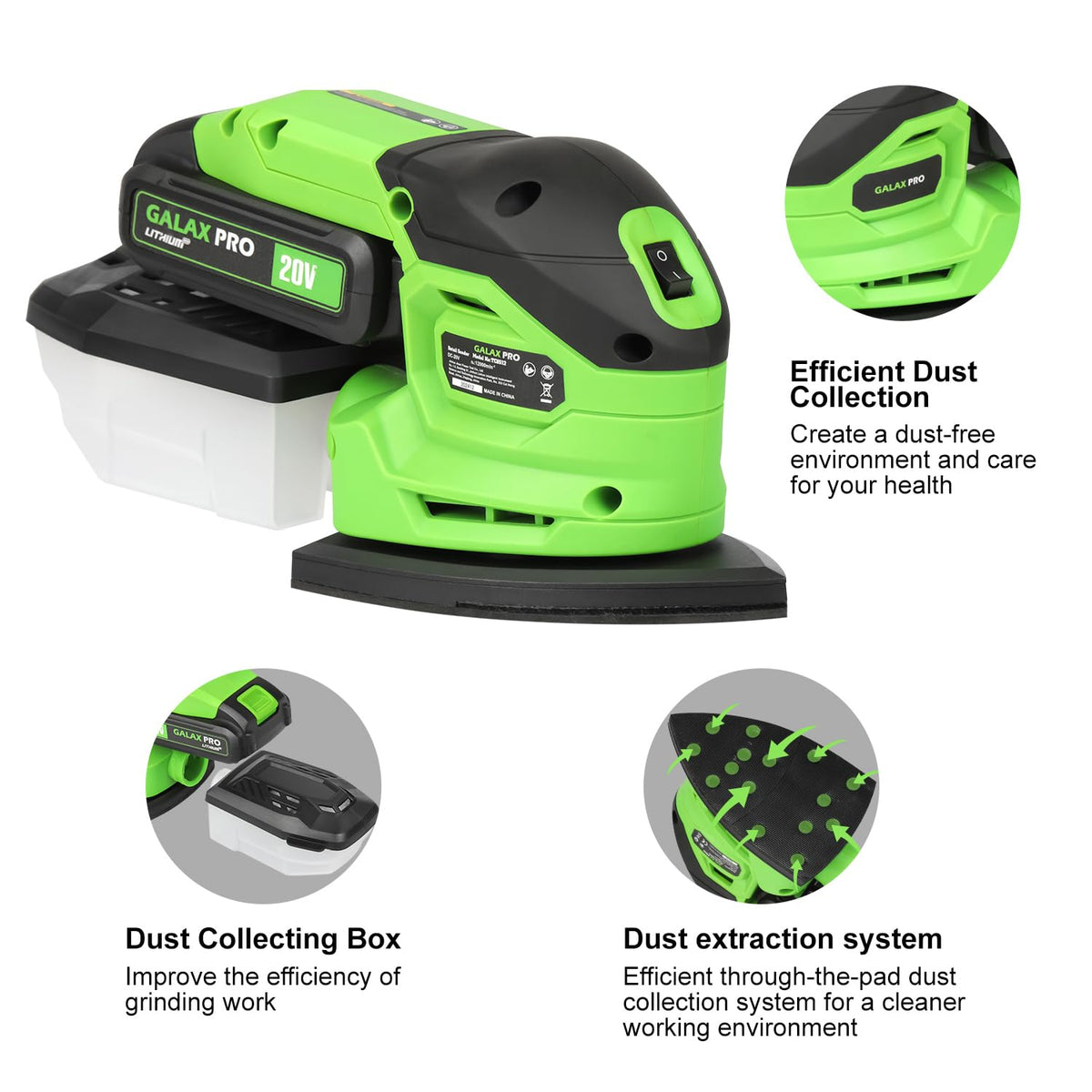 Cordless Detail Sander 2.0Ah Battery, 20 Pcs Sandpapers V228