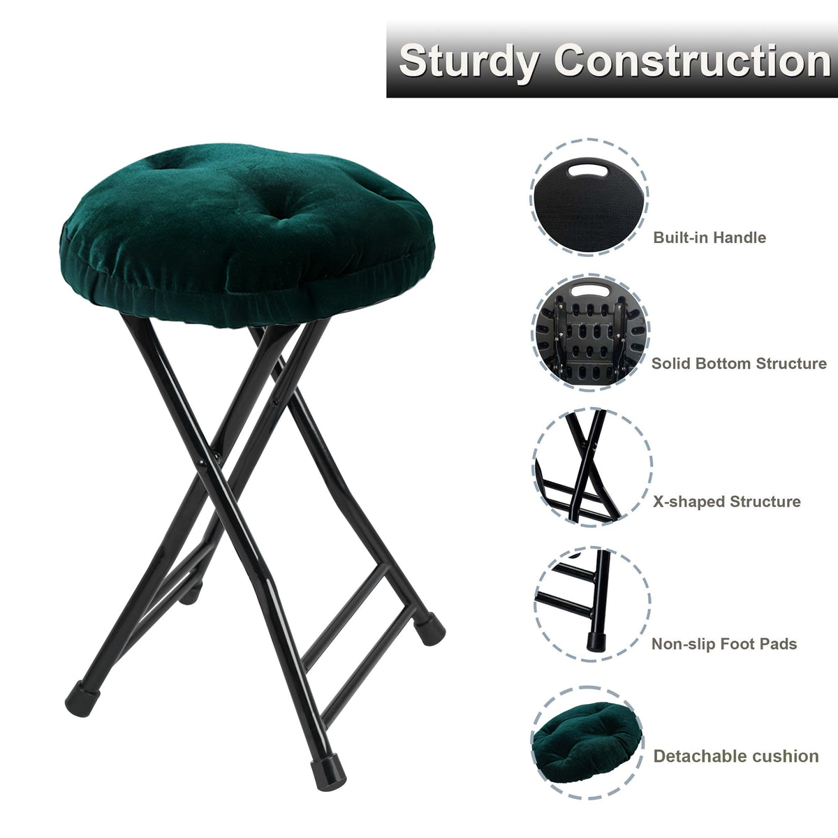 Folding Stool with 2 Pack Seat Cushion X2394