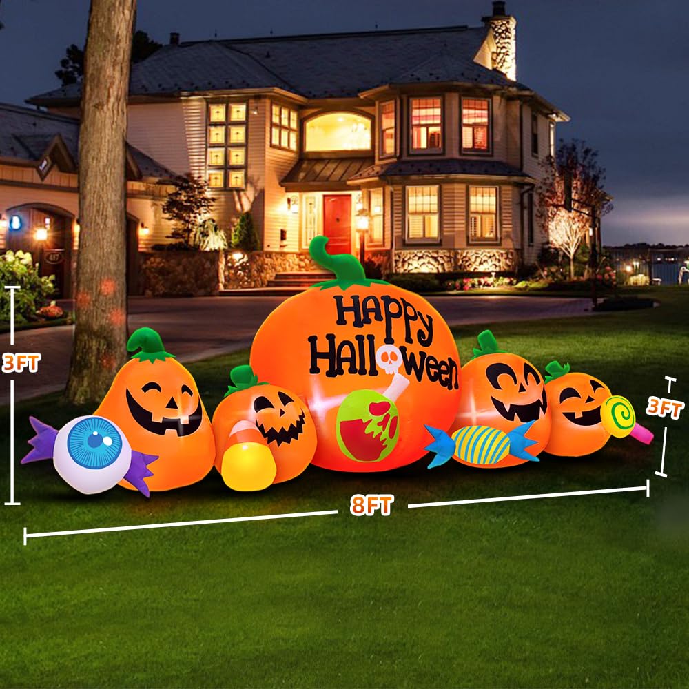 8FT Inflatable Pumpkin Outdoor Decoration with LED K55269