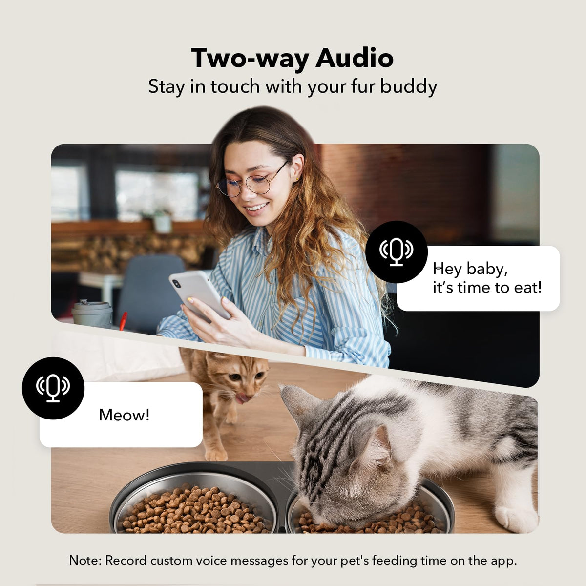 Automatic Cat Feeder with Camera, 1080P HD Video, 5G WiFi, 2-Way Audio, Dual Tray, Black 5L N114691