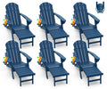 Blue Folding Adirondack Chairs with Ottoman Set of 6 U843
