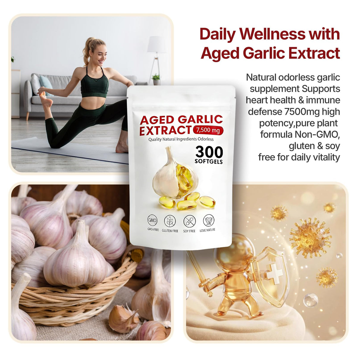 Odorless Garlic Supplement 300 Capsules S778049