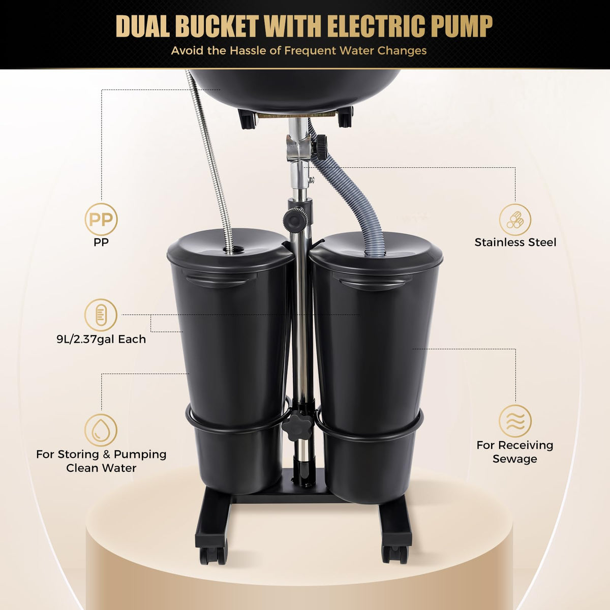 Portable Shampoo Bowl with 2 Water Tanks J50536