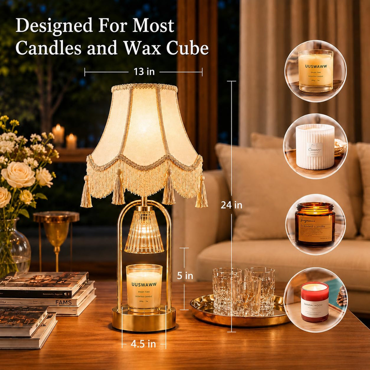 Dimmable Table Lamp and Candle Warmer Set of 2 K445