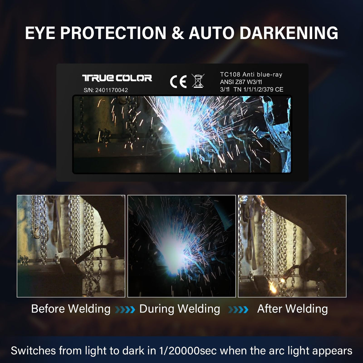 Auto Darkening Welding Lens 2x4 1/4 B886609