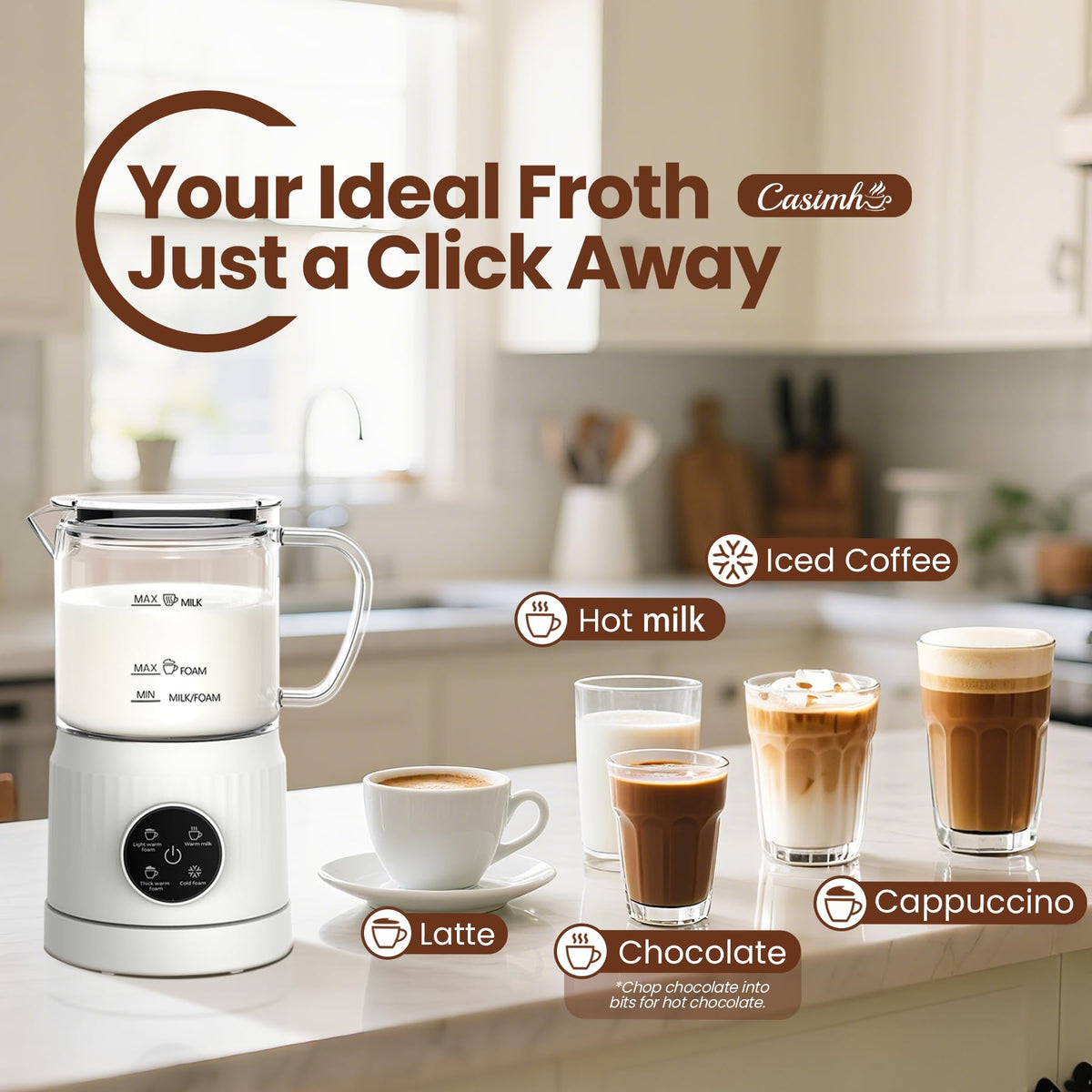 4-in-1 Electric Milk Frother and Steamer 13.52oz Z947098