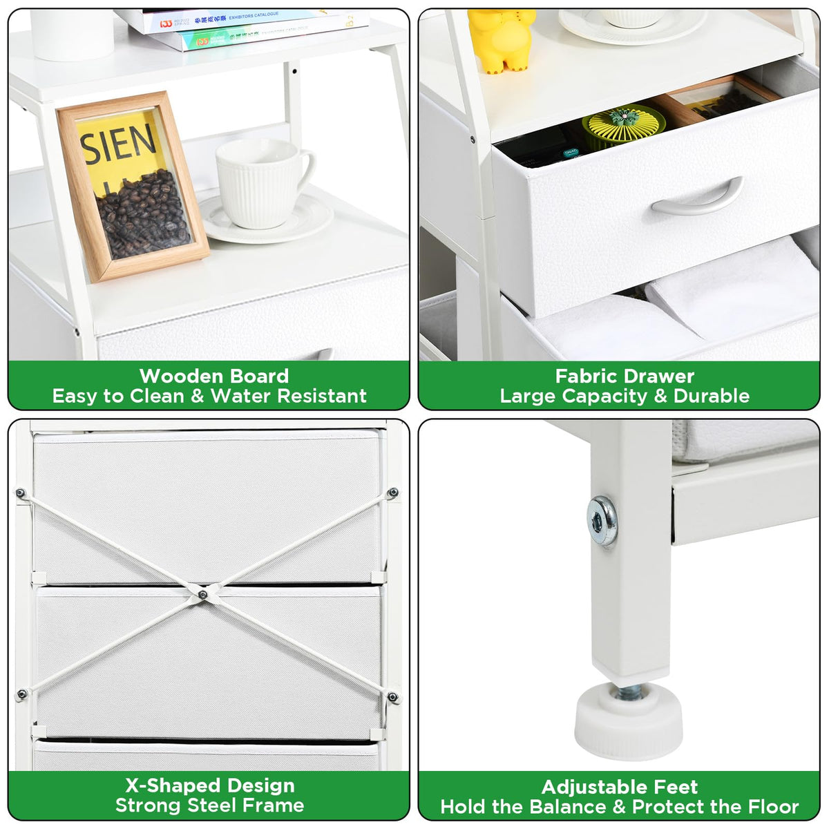 White 5 Drawer Fabric Dresser Y4105
