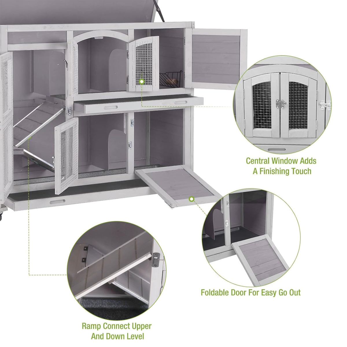 Rabbit Hutch with Plastic Tray H6721