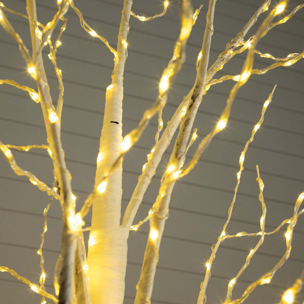 7-FT Pre-lit Artificial White Birch Tree with LED Lights M21018