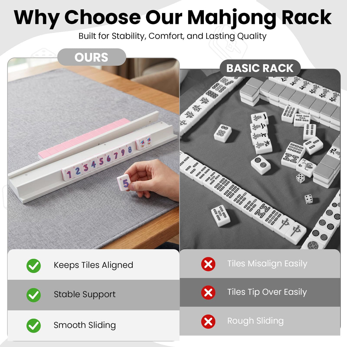 Set of 4 Wooden Mahjong Racks with Pushers P906511