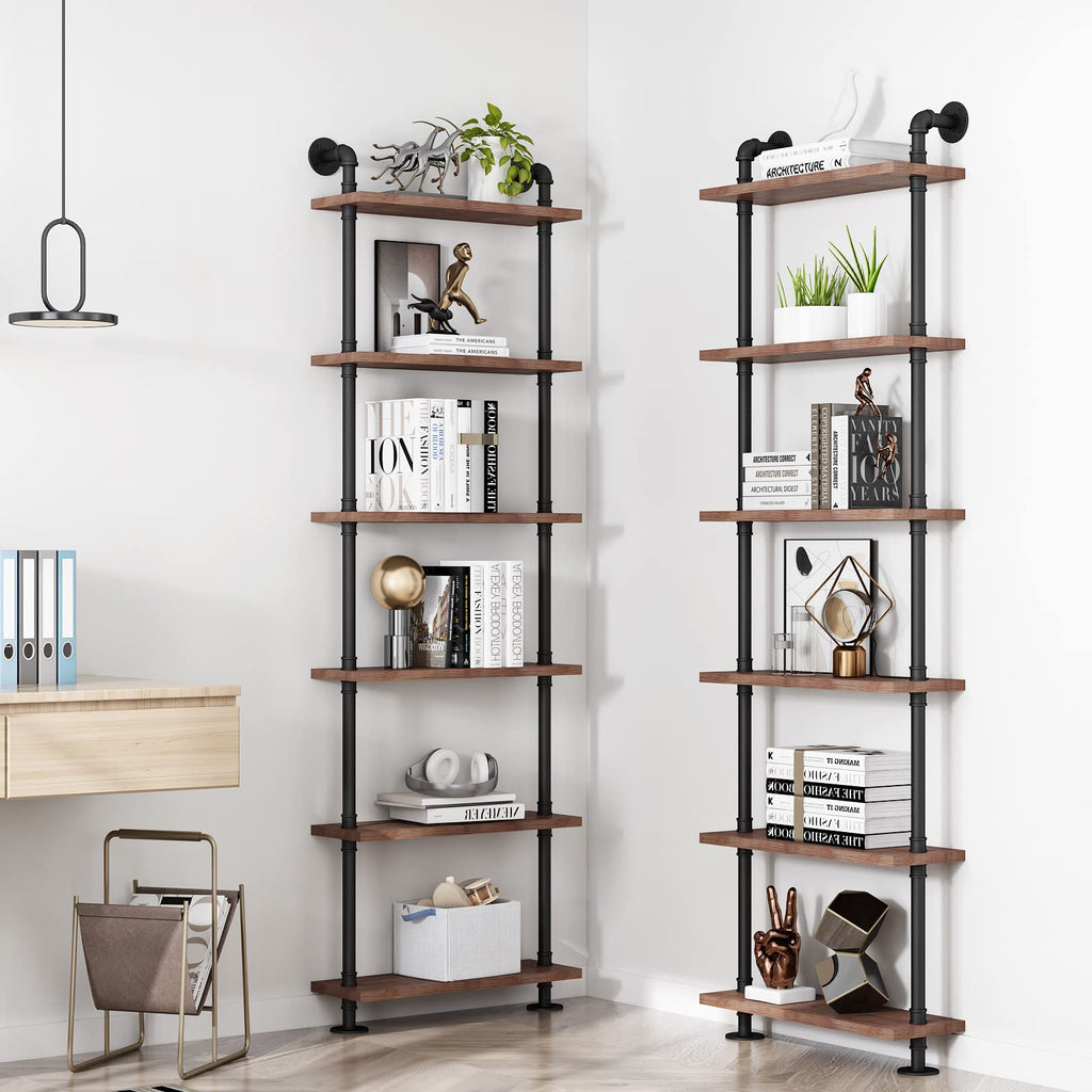 Industrial Pipe Rustic Wood Bookshelf Y6662