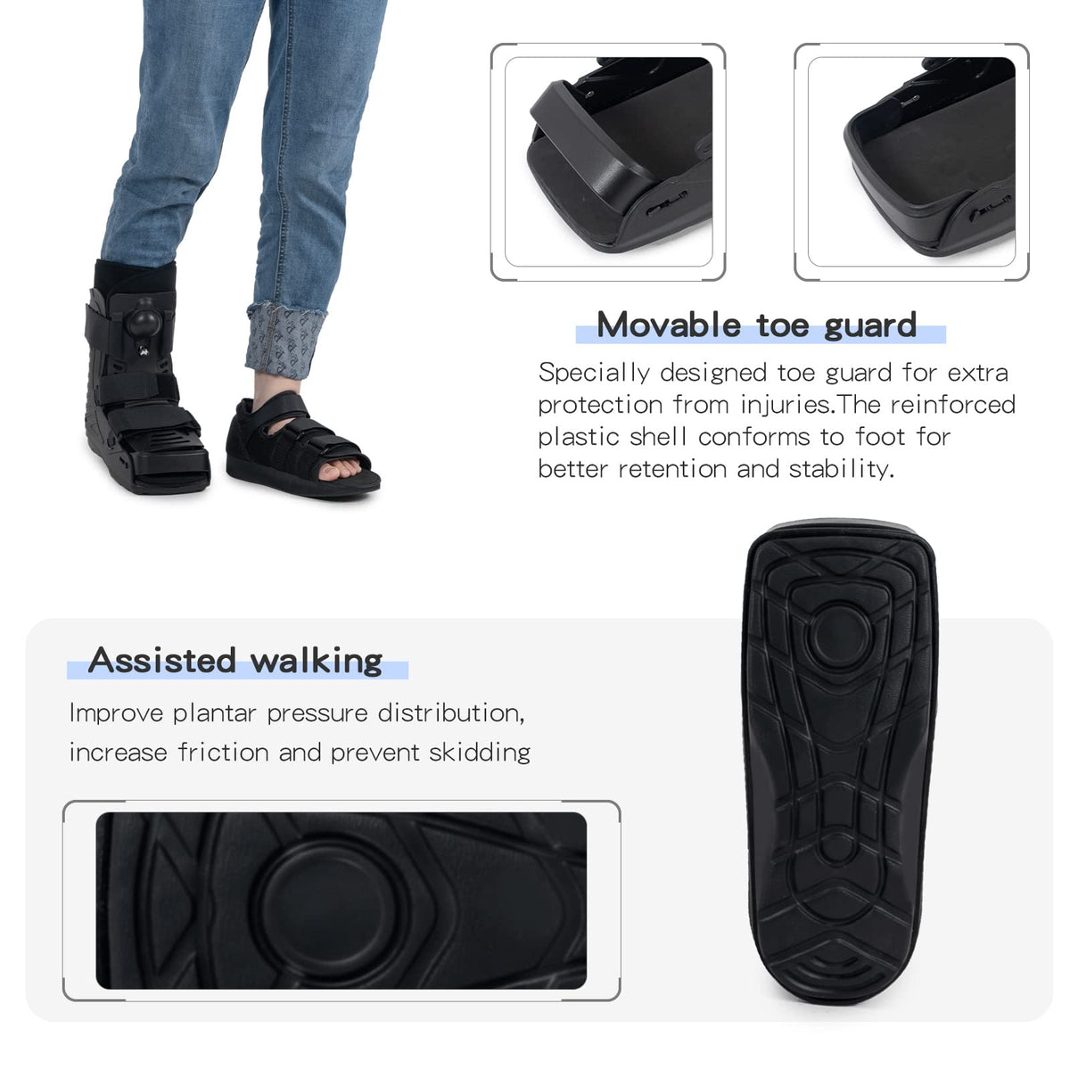 Black Medium Inflatable Walking Boot E6988