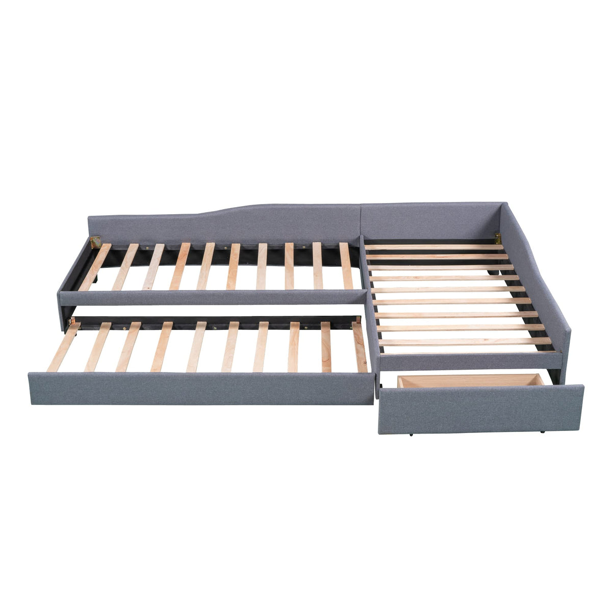 L Shaped Twin Daybed with Trundle and Storage Drawers X421