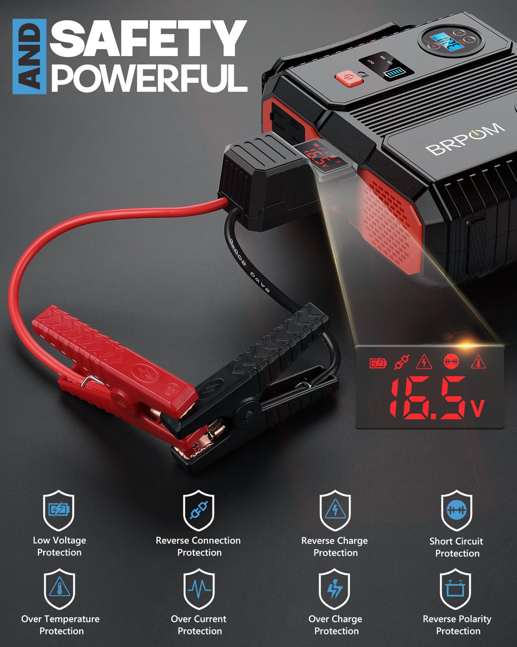 Car Jump Starter with Air Compressor 9000A Peak 26800mah 160PSI 12V I65522