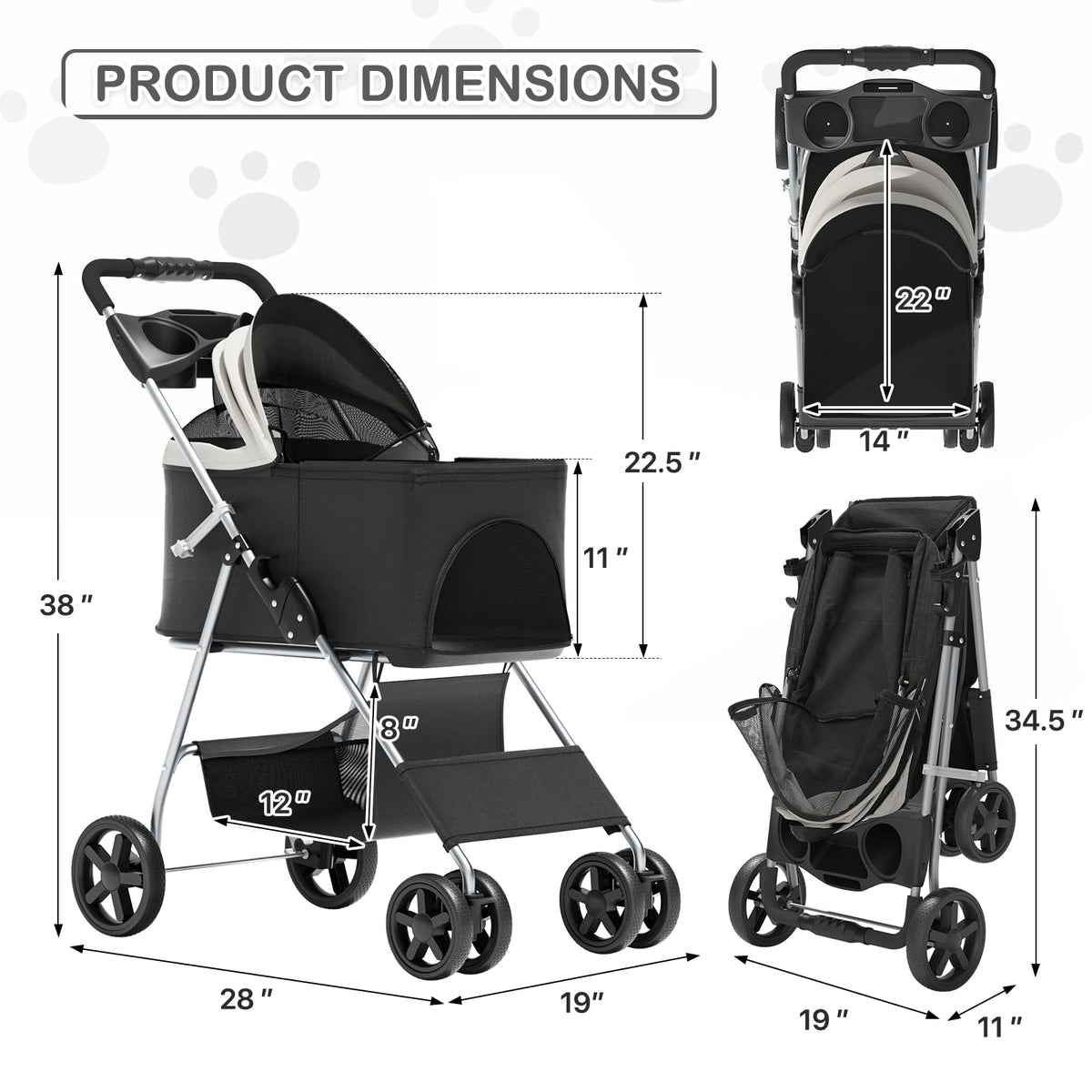 Foldable Pet Stroller W419613