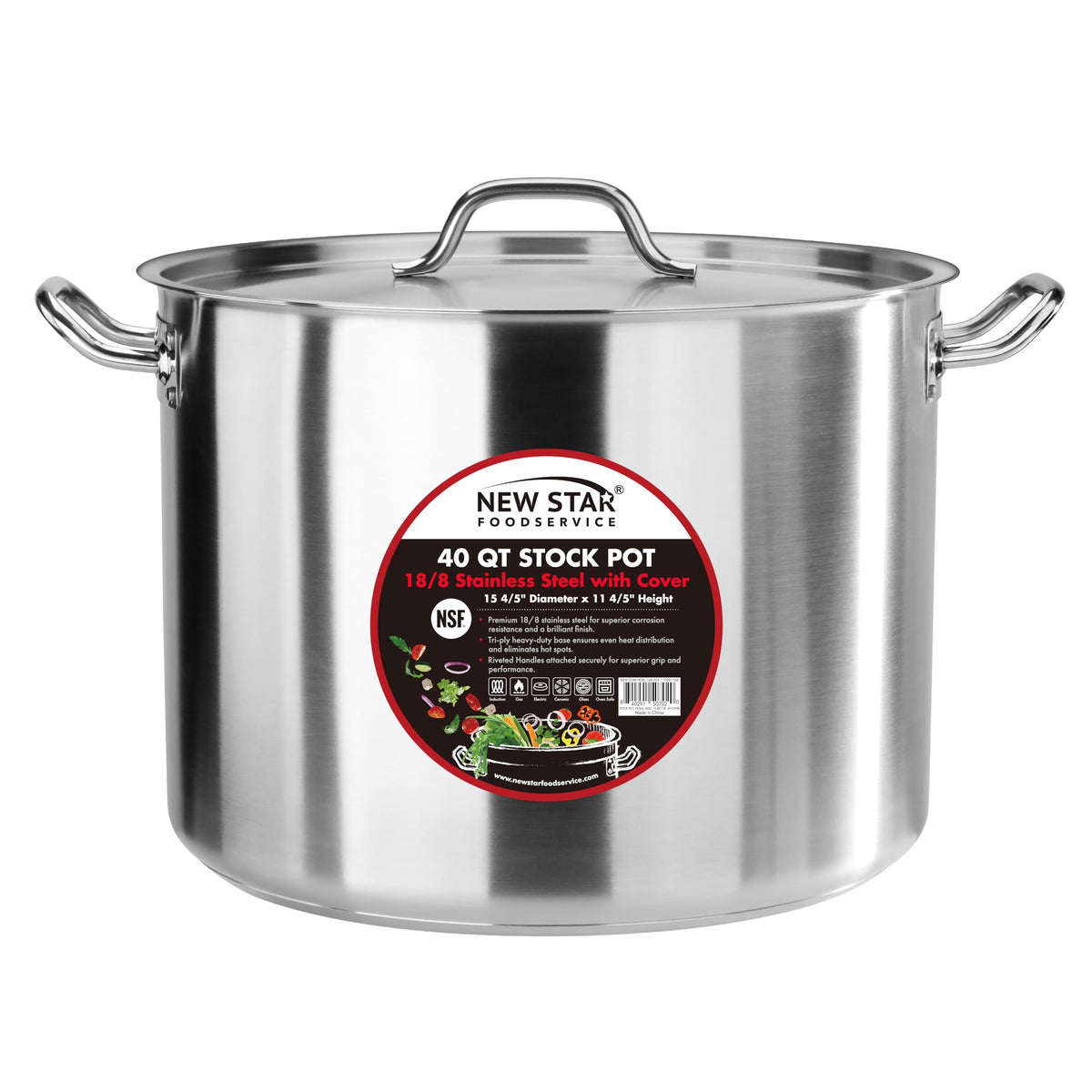 40 Qt Stainless Steel Stock Pot with Cover T95517