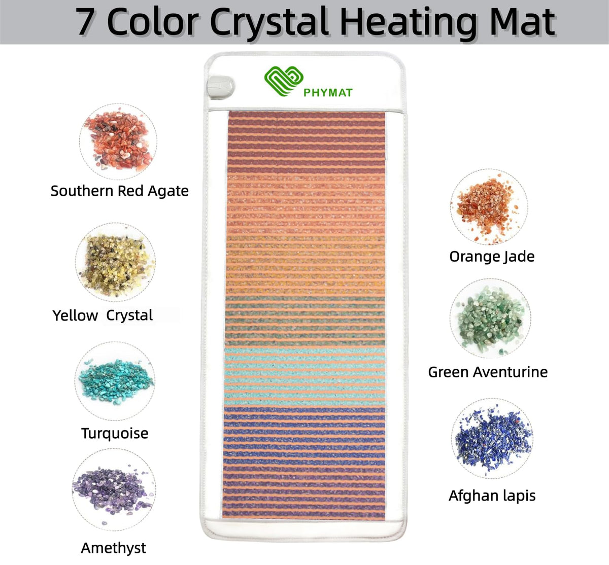 7-Chakra Gemstone Far Infrared Crystal Heating Mat K3734
