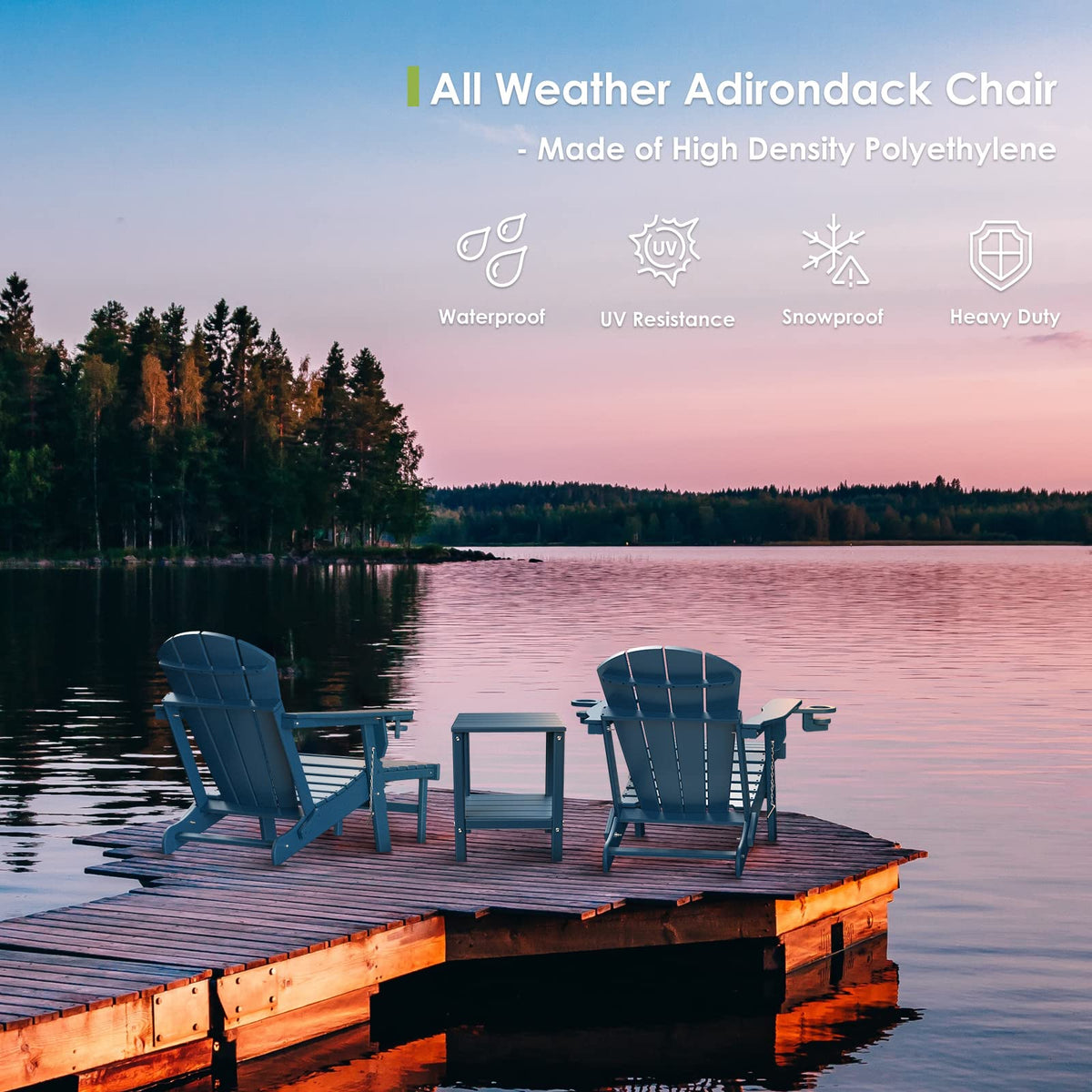 Blue Folding Adirondack Chairs with Ottoman Set of 6 U843