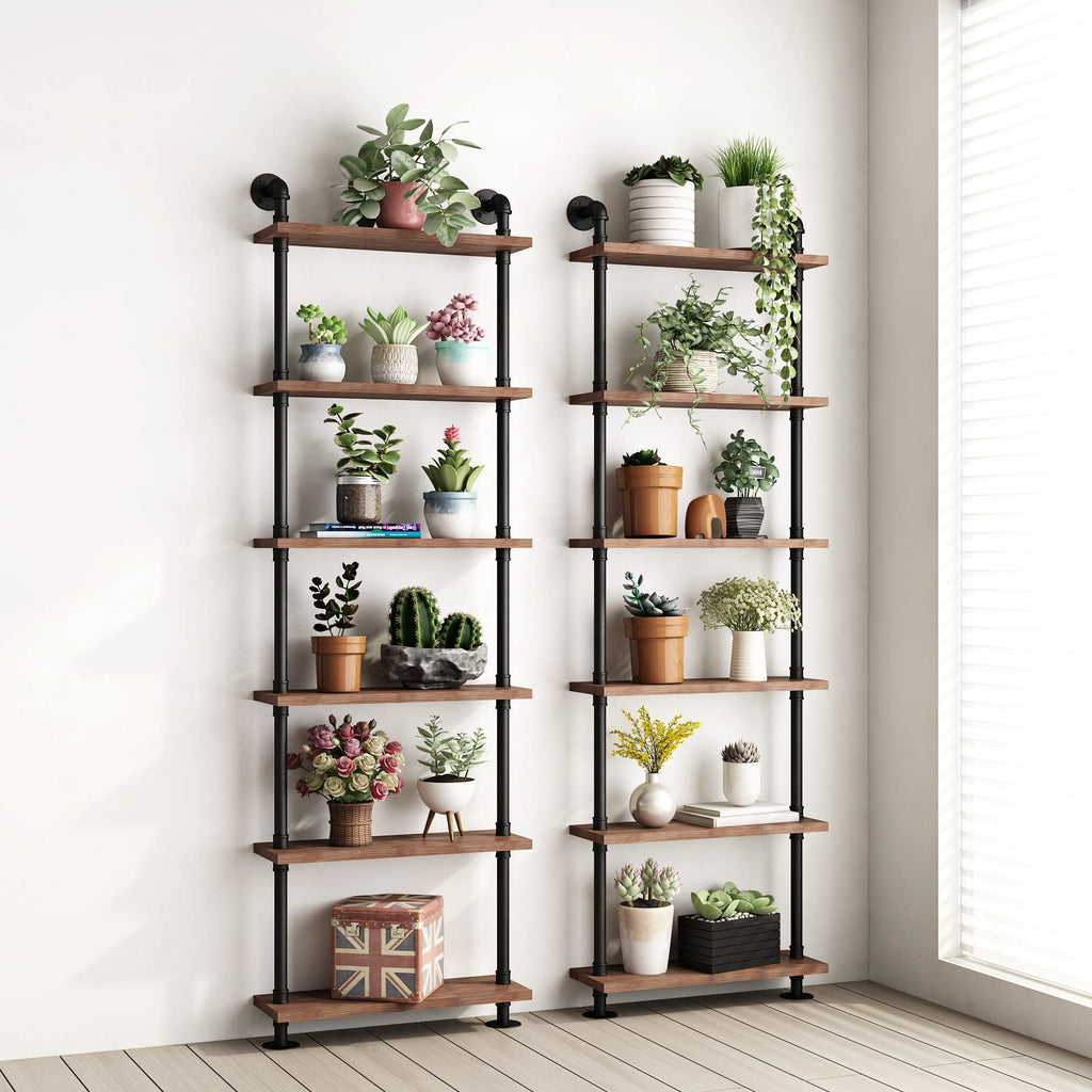 Industrial Pipe Rustic Wood Bookshelf Y6662