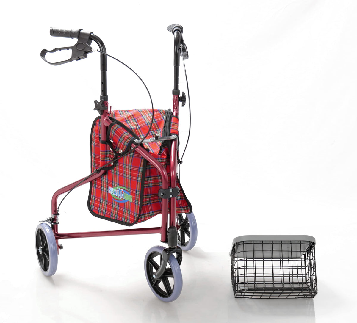 Aluminum 3 Wheels Foldable Rollator Walker with Basket I806624
