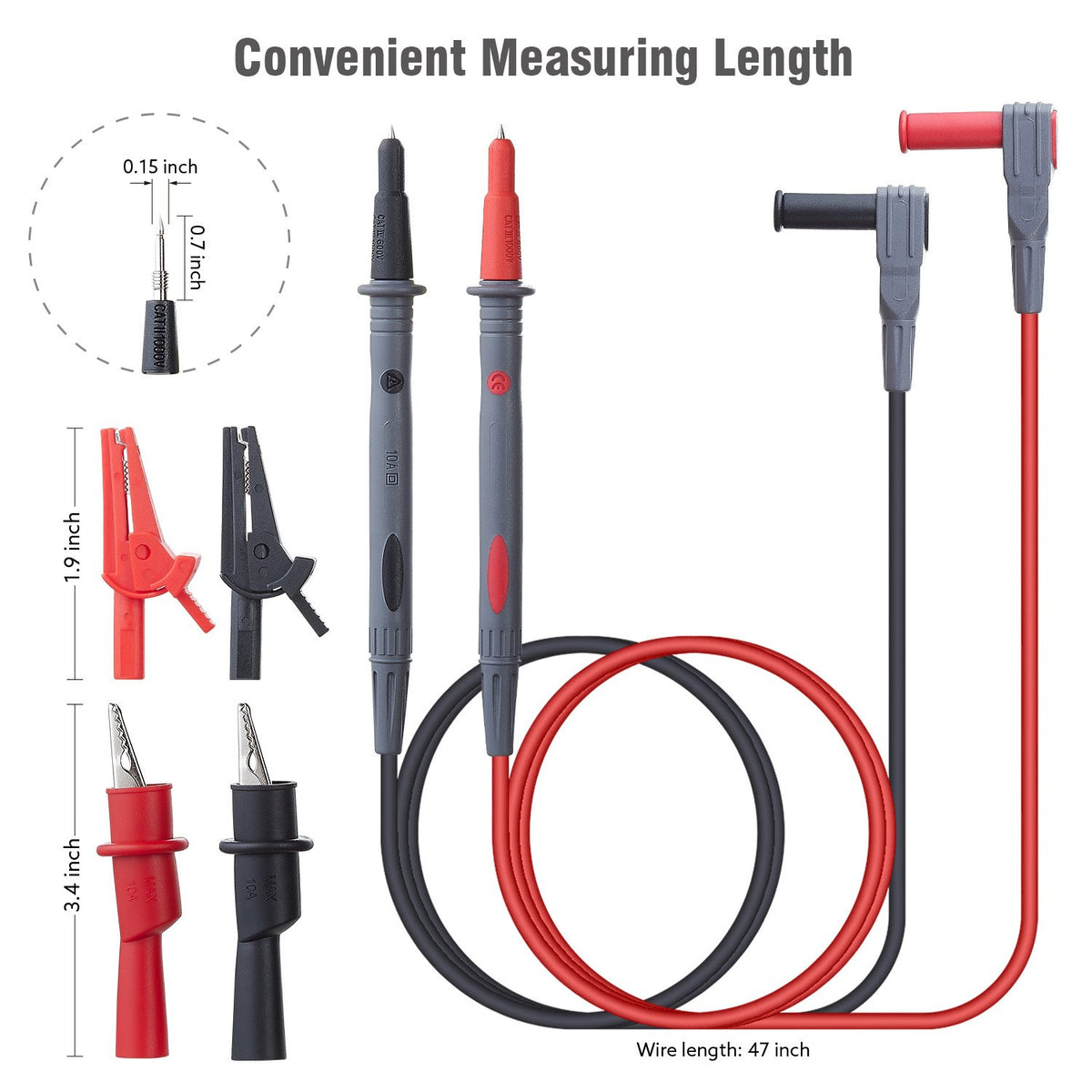 Silicone Multimeter Test Leads with Alligator Clips D61081