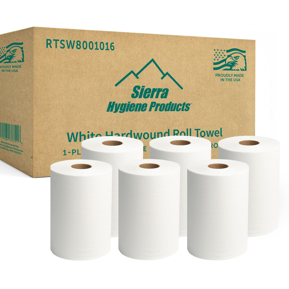 White 1-Ply Hardwound Paper Towels, 6 Rolls F673