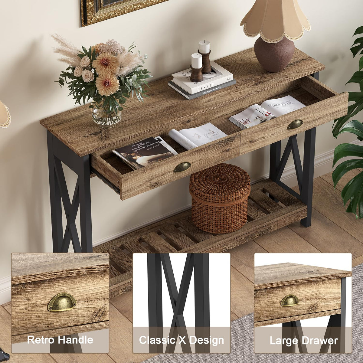 Farmhouse Console Table with Drawer P8157