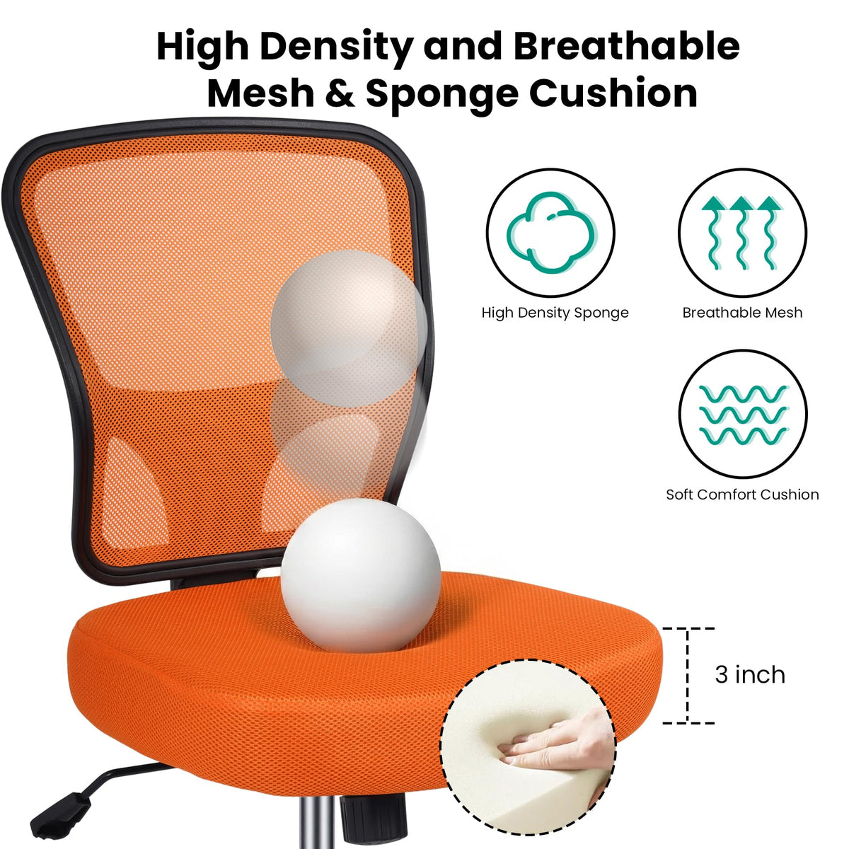 Armless Adjustable Height Mesh Drafting Chair with Foot Ring & Wheels S37941