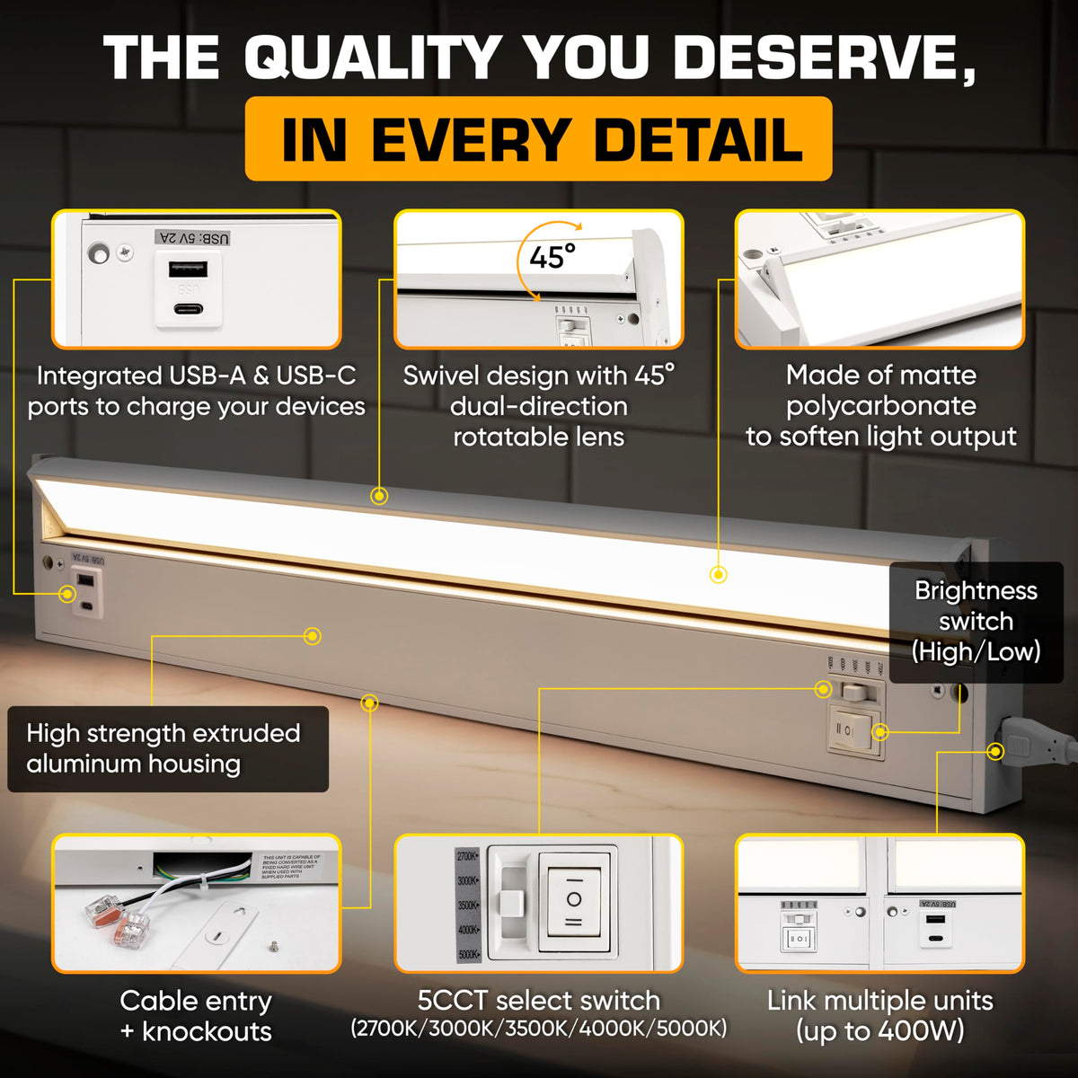 LED Under Cabinet Lighting 24 Inch White A3905