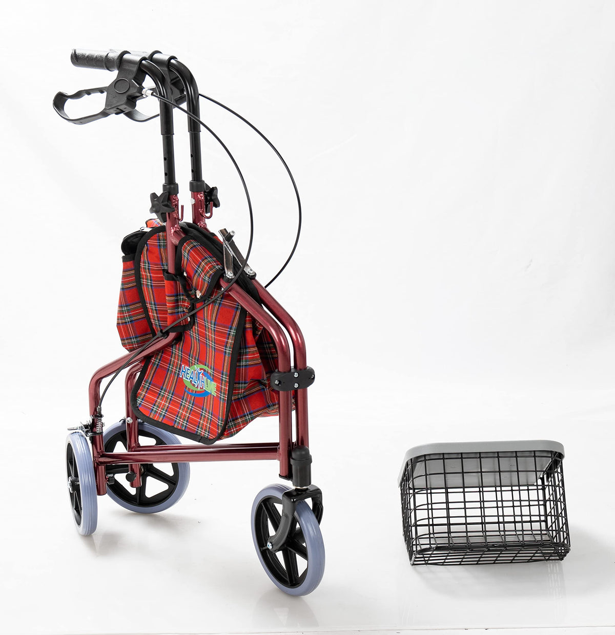 Aluminum 3 Wheels Foldable Rollator Walker with Basket I806624