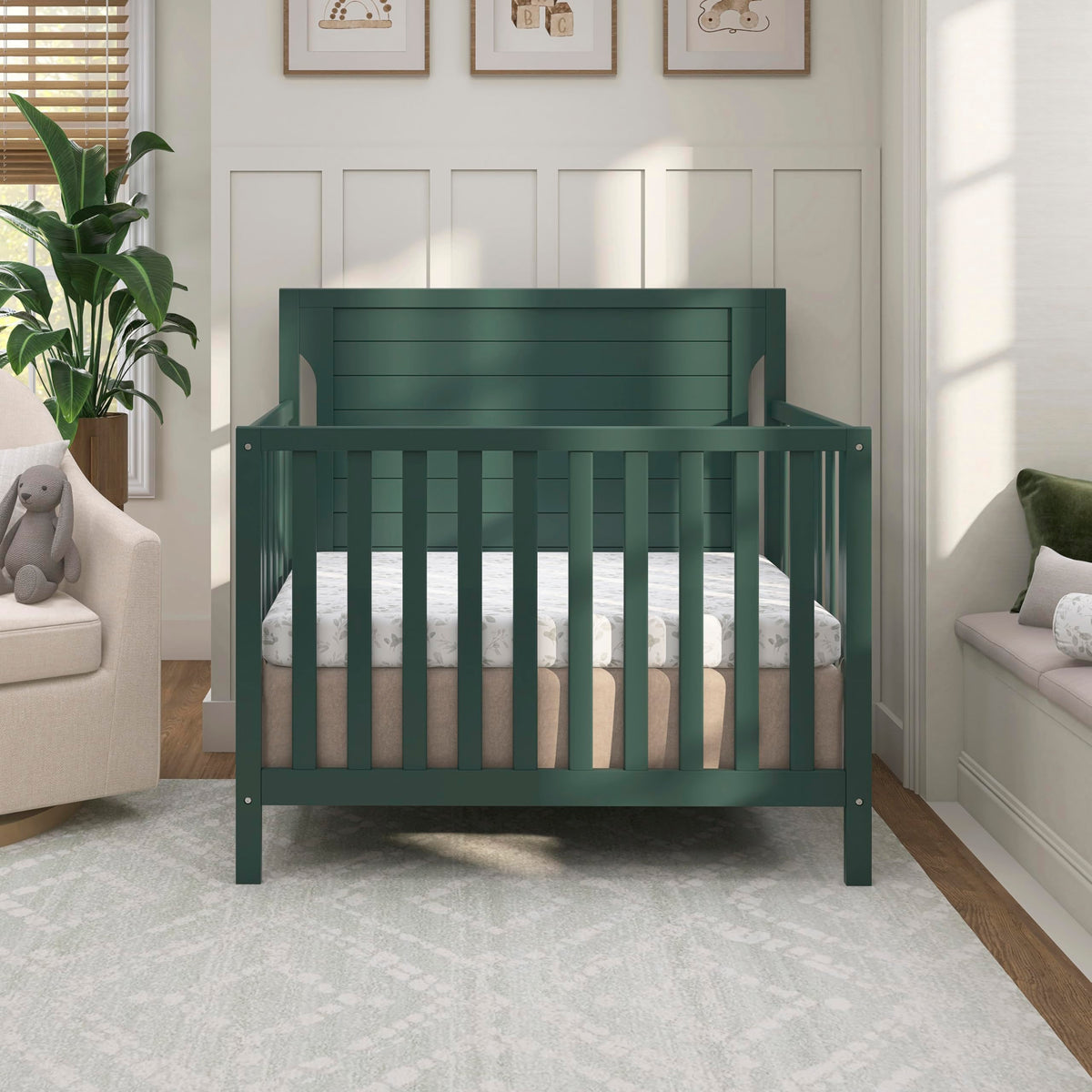 4-in-1 Convertible Mini Baby Crib with Mattress Pad A490721
