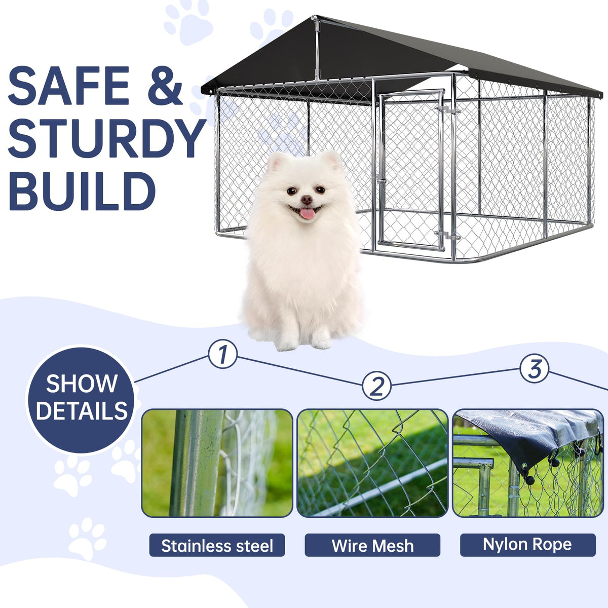 Heavy Duty Steel Dog Kennel with Secure Lock Q893