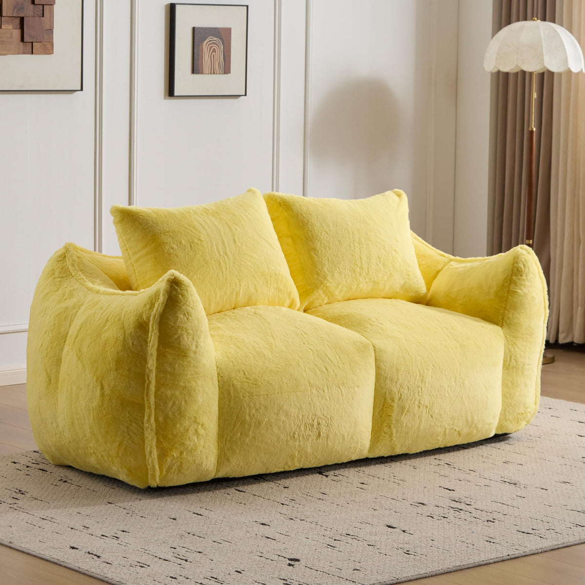 Oversized Faux Fur Memory Foam Bean Bag Chair E701235
