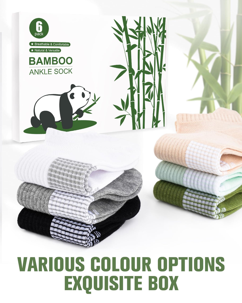 Women's Bamboo Viscose Ankle Socks, 6 Pairs F5154