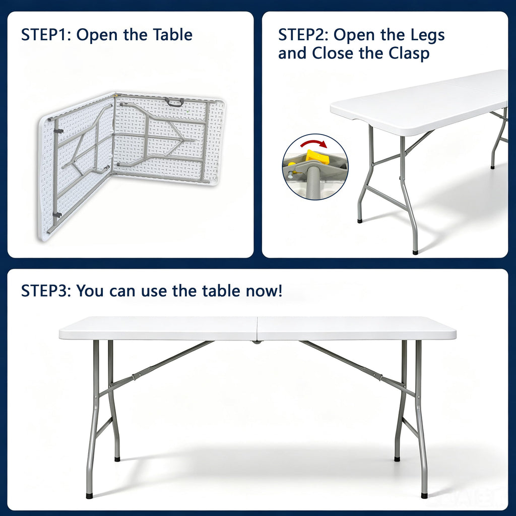 6ft White Folding Table S98292