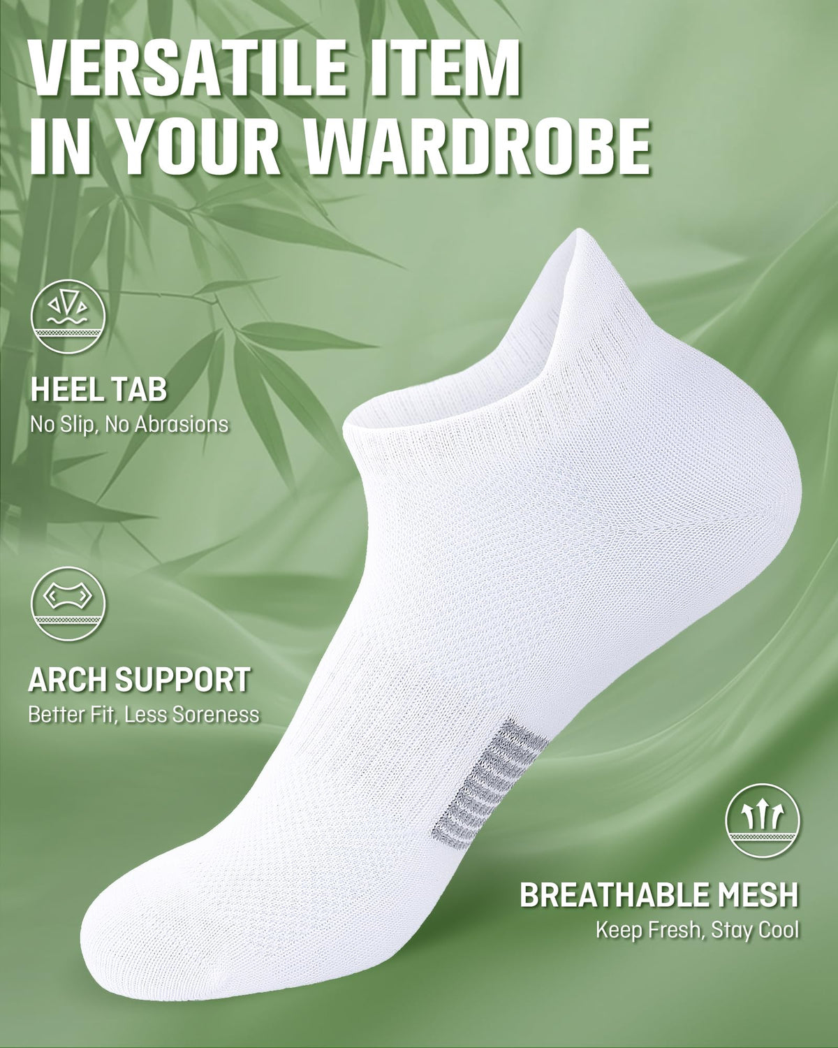 Women's Bamboo Viscose Ankle Socks, 6 Pairs F5154