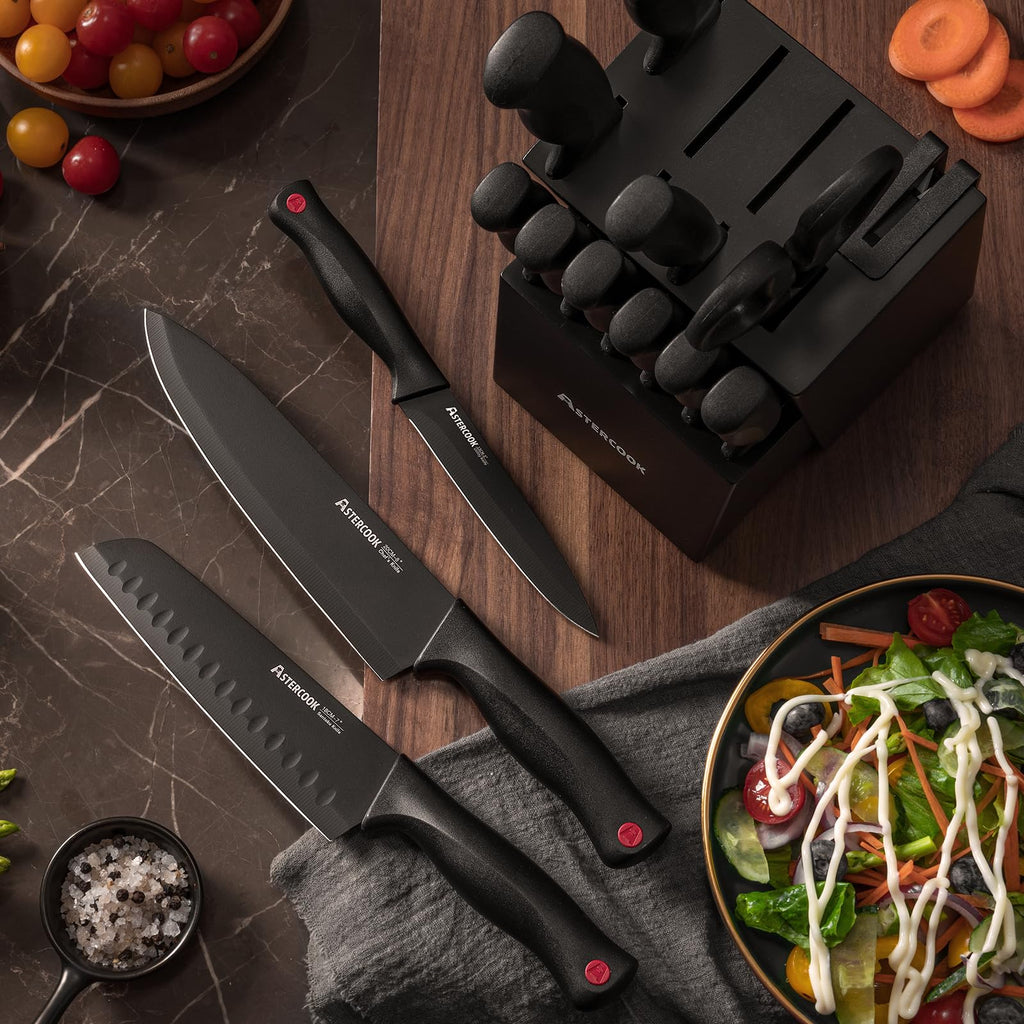 15 Pc German Knife Set with Block and Sharpener F257464