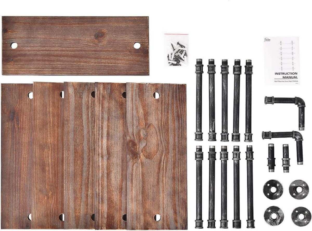 Industrial Pipe Rustic Wood Bookshelf Y6662