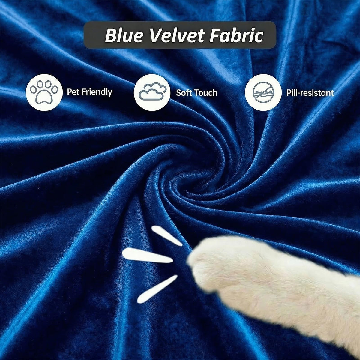 Navy Blue and Gold Velvet Sofa and Loveseat Set with 4 Pillows O69869