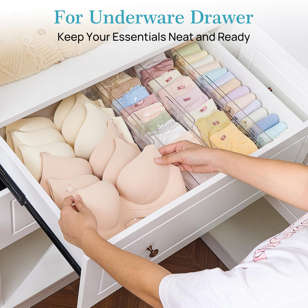 12 Pack Adjustable Clear Plastic Drawer Dividers C93230