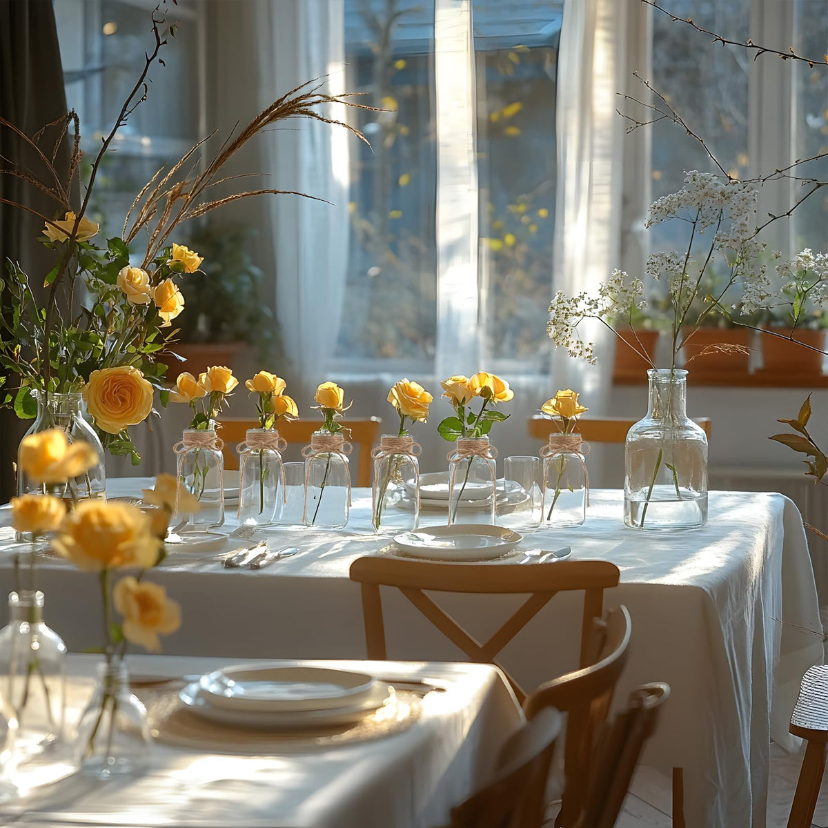 Set of 12 Clear Glass Vases Z798